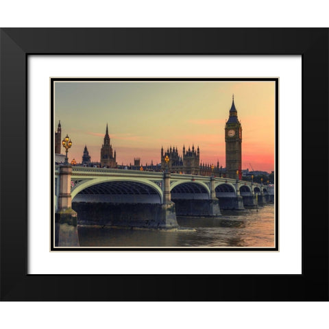 Westminster bridge and Big Ben, London, UK Black Modern Wood Framed Art Print with Double Matting by Frank, Assaf