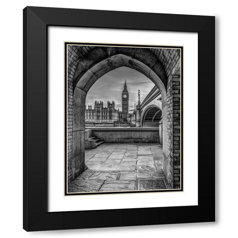 View of Big Ben through arch, London, UK, FTBR-1907 Black Modern Wood Framed Art Print with Double Matting by Frank, Assaf