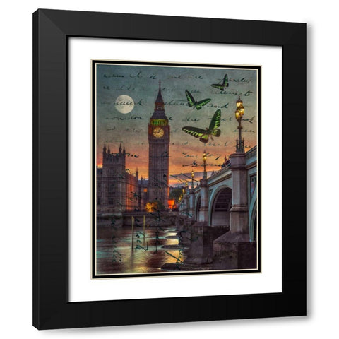 Westminster bridge and Big Ben from Thames promenade, London, UK Black Modern Wood Framed Art Print with Double Matting by Frank, Assaf