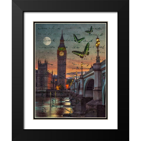 Westminster bridge and Big Ben from Thames promenade, London, UK Black Modern Wood Framed Art Print with Double Matting by Frank, Assaf
