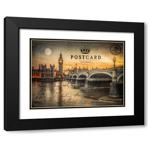 Westminster bridge and Big Ben from Thames promenade, London, UK Black Modern Wood Framed Art Print with Double Matting by Frank, Assaf