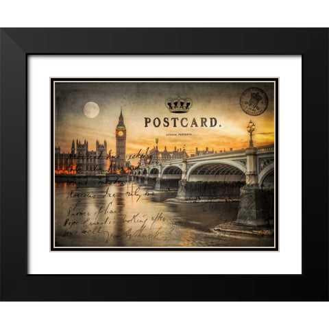 Westminster bridge and Big Ben from Thames promenade, London, UK Black Modern Wood Framed Art Print with Double Matting by Frank, Assaf