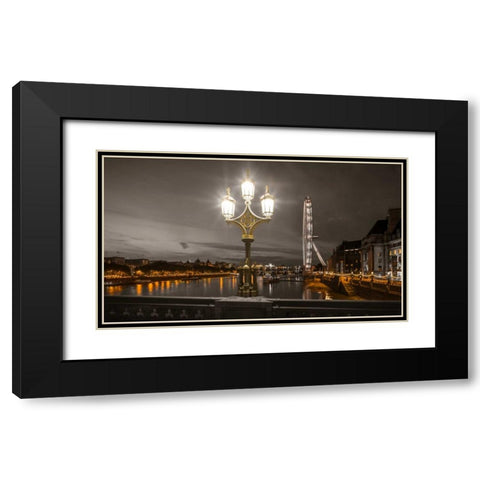 Street lamp with London Eye, London, UK Black Modern Wood Framed Art Print with Double Matting by Frank, Assaf