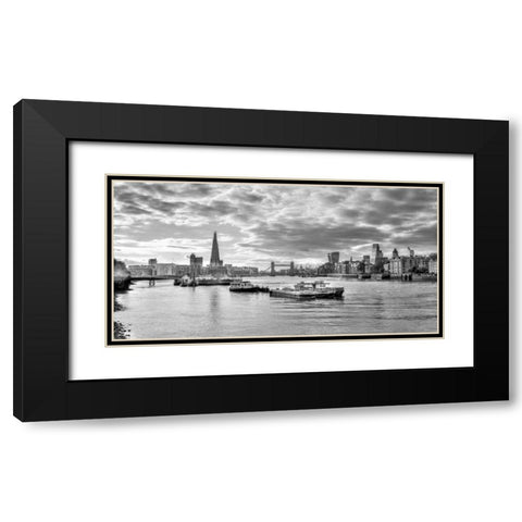 River Thames and London skyline Black Modern Wood Framed Art Print with Double Matting by Frank, Assaf