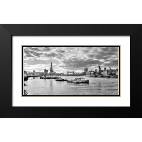 River Thames and London skyline Black Modern Wood Framed Art Print with Double Matting by Frank, Assaf