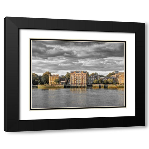 London skyline over river Thames, UK Black Modern Wood Framed Art Print with Double Matting by Frank, Assaf