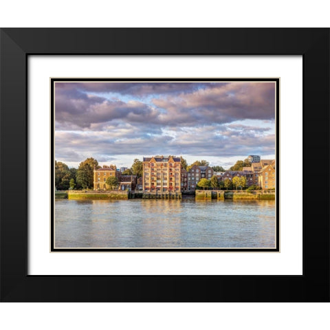 London skyline over river Thames, UK Black Modern Wood Framed Art Print with Double Matting by Frank, Assaf