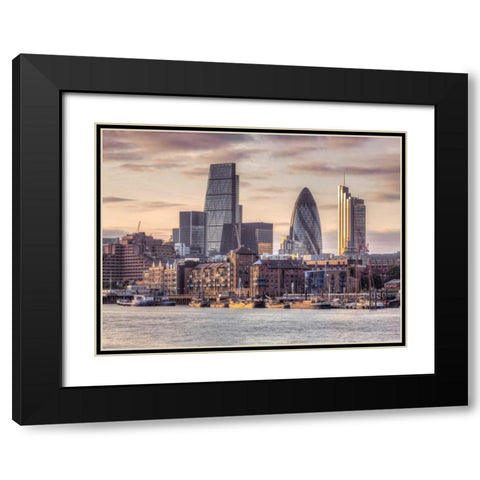London skyline over river Thames, UK Black Modern Wood Framed Art Print with Double Matting by Frank, Assaf