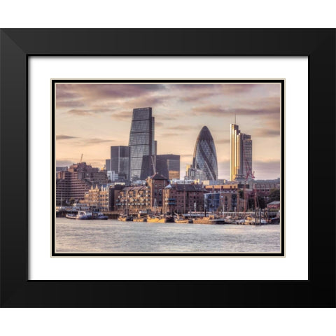 London skyline over river Thames, UK Black Modern Wood Framed Art Print with Double Matting by Frank, Assaf
