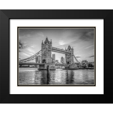 Famous Tower Bridge over River Thames, London, UK Black Modern Wood Framed Art Print with Double Matting by Frank, Assaf