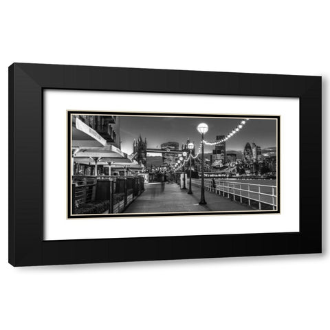 London Riverside Promenade with Tower bridge Black Modern Wood Framed Art Print with Double Matting by Frank, Assaf