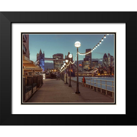 London Riverside Promenade with Tower bridge Black Modern Wood Framed Art Print with Double Matting by Frank, Assaf