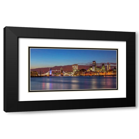 London skyline over river Thames, UK Black Modern Wood Framed Art Print with Double Matting by Frank, Assaf