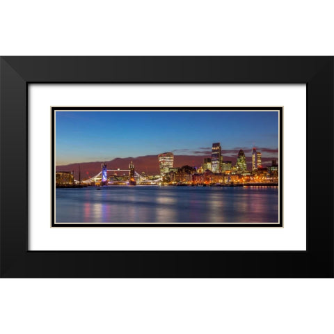 London skyline over river Thames, UK Black Modern Wood Framed Art Print with Double Matting by Frank, Assaf