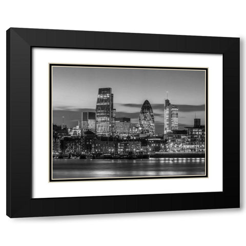 London skyline over river Thames, UK Black Modern Wood Framed Art Print with Double Matting by Frank, Assaf