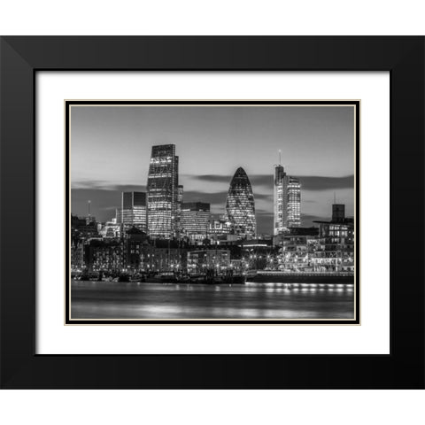 London skyline over river Thames, UK Black Modern Wood Framed Art Print with Double Matting by Frank, Assaf