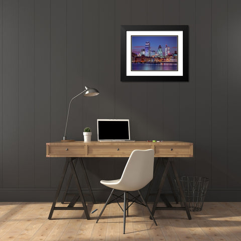 London skyline over river Thames, UK Black Modern Wood Framed Art Print with Double Matting by Frank, Assaf