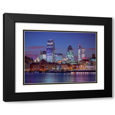 London skyline over river Thames, UK Black Modern Wood Framed Art Print with Double Matting by Frank, Assaf