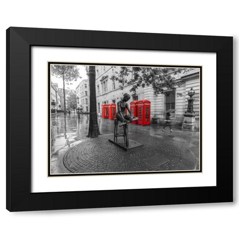 Statue on London city street Black Modern Wood Framed Art Print with Double Matting by Frank, Assaf