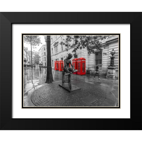 Statue on London city street Black Modern Wood Framed Art Print with Double Matting by Frank, Assaf