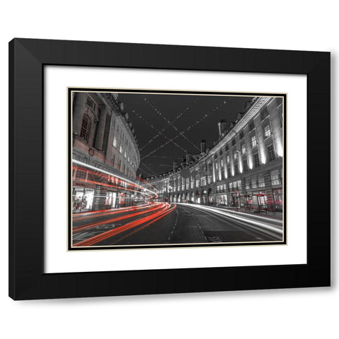 London Christmas Lights Black Modern Wood Framed Art Print with Double Matting by Frank, Assaf