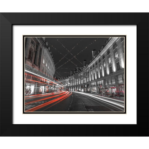 London Christmas Lights Black Modern Wood Framed Art Print with Double Matting by Frank, Assaf
