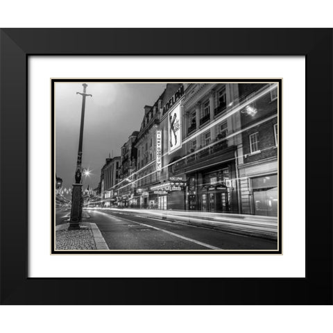 Black and white shot of London city street Black Modern Wood Framed Art Print with Double Matting by Frank, Assaf