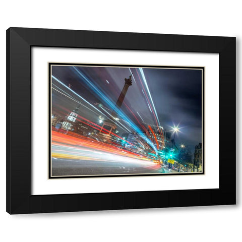 London city street with strip lights Black Modern Wood Framed Art Print with Double Matting by Frank, Assaf