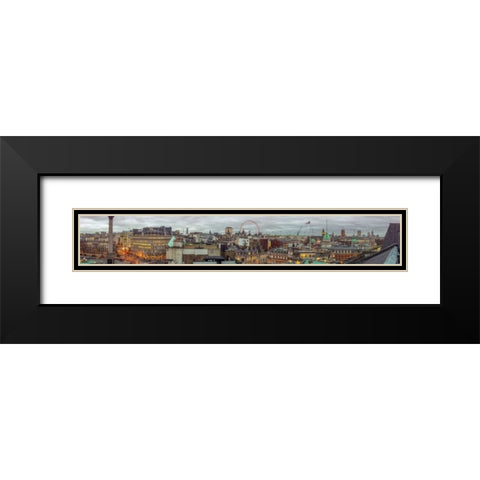 Panoramic view of London city Black Modern Wood Framed Art Print with Double Matting by Frank, Assaf