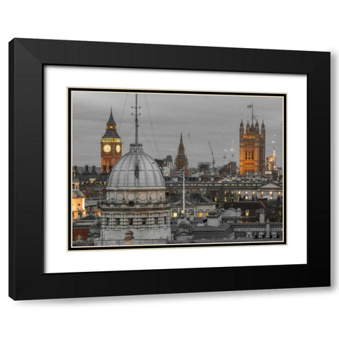 London cityscape with Big Ben and Westminster Abby Black Modern Wood Framed Art Print with Double Matting by Frank, Assaf