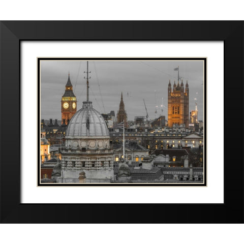 London cityscape with Big Ben and Westminster Abby Black Modern Wood Framed Art Print with Double Matting by Frank, Assaf