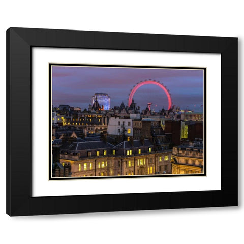 London cityscape with Millennium Wheel Black Modern Wood Framed Art Print with Double Matting by Frank, Assaf