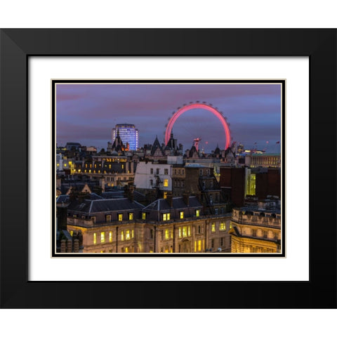 London cityscape with Millennium Wheel Black Modern Wood Framed Art Print with Double Matting by Frank, Assaf