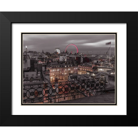 London cityscape with Millennium Wheel Black Modern Wood Framed Art Print with Double Matting by Frank, Assaf