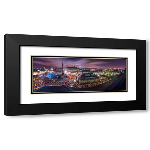 Panoramic view of London city in evening Black Modern Wood Framed Art Print with Double Matting by Frank, Assaf