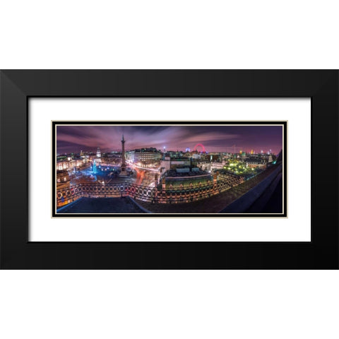 Panoramic view of London city in evening Black Modern Wood Framed Art Print with Double Matting by Frank, Assaf