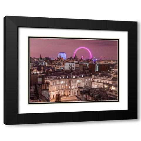 View of London city in evening Black Modern Wood Framed Art Print with Double Matting by Frank, Assaf