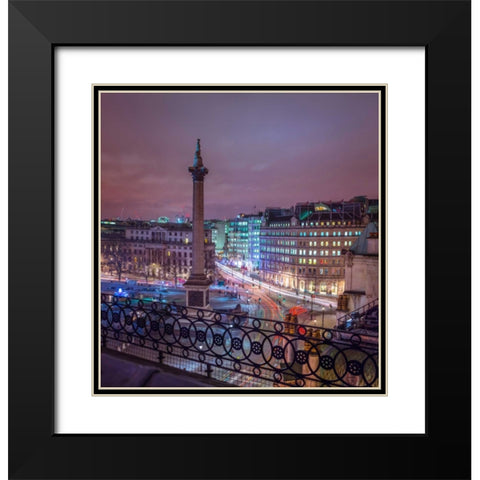 Evening view of Trafalgar Square, London, UK Black Modern Wood Framed Art Print with Double Matting by Frank, Assaf