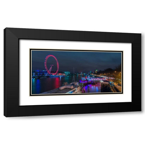 London cityscape with Millennium Wheel Black Modern Wood Framed Art Print with Double Matting by Frank, Assaf