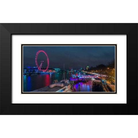London cityscape with Millennium Wheel Black Modern Wood Framed Art Print with Double Matting by Frank, Assaf
