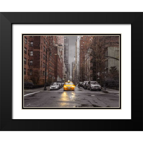 Streets of Manhattan with cars, New York City Black Modern Wood Framed Art Print with Double Matting by Frank, Assaf