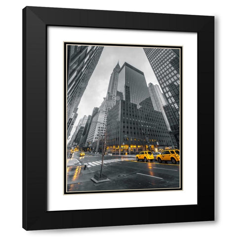 Traffic signal on New York city street Black Modern Wood Framed Art Print with Double Matting by Frank, Assaf