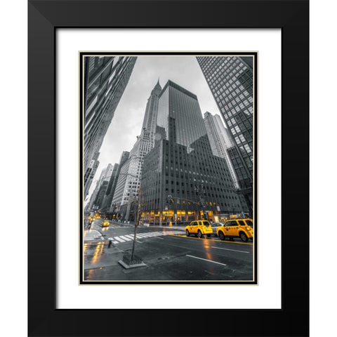 Traffic signal on New York city street Black Modern Wood Framed Art Print with Double Matting by Frank, Assaf