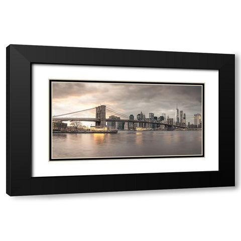 Brooklyn Bridge-New York Black Modern Wood Framed Art Print with Double Matting by Frank, Assaf