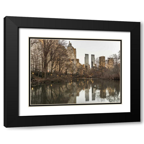 Central park with Manhattan skyline, New York Black Modern Wood Framed Art Print with Double Matting by Frank, Assaf
