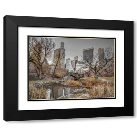 Central park and Manhattan skyline, New York Black Modern Wood Framed Art Print with Double Matting by Frank, Assaf