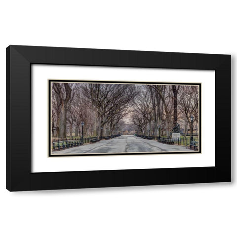 Pathway through Central park, New York Black Modern Wood Framed Art Print with Double Matting by Frank, Assaf