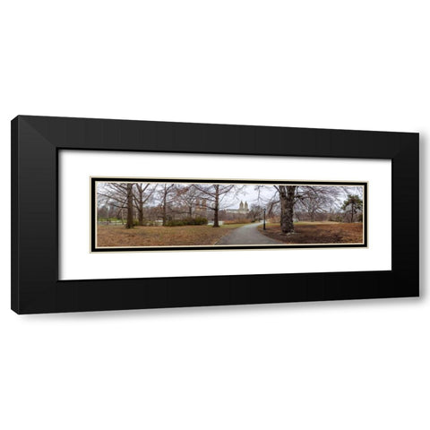 Pathway through Central park, New York Black Modern Wood Framed Art Print with Double Matting by Frank, Assaf