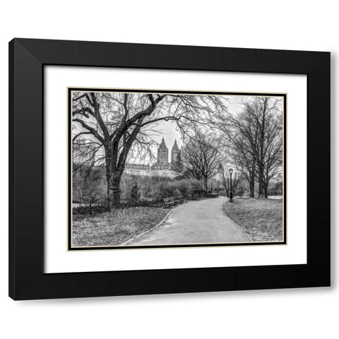 Central park with Manhattan skyline, New York Black Modern Wood Framed Art Print with Double Matting by Frank, Assaf