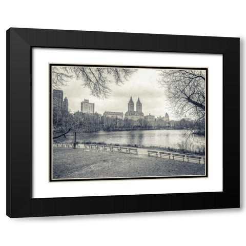 Central park with Manhattan skyline, New York Black Modern Wood Framed Art Print with Double Matting by Frank, Assaf